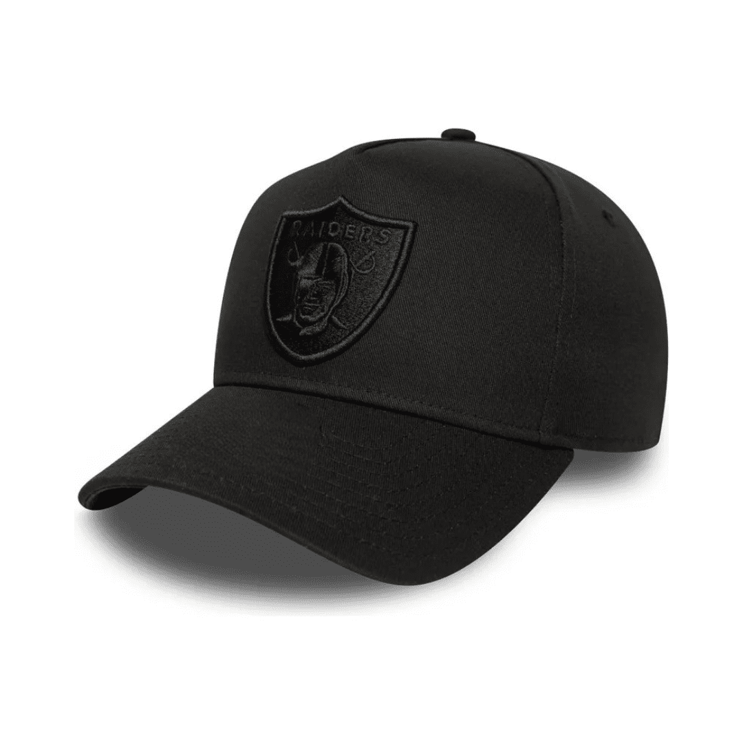 Gorra Curva Negra Snapback con Logo Negro de Las Vegas Raiders NFL