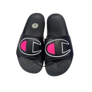 Sandalias Champion negras con rosa